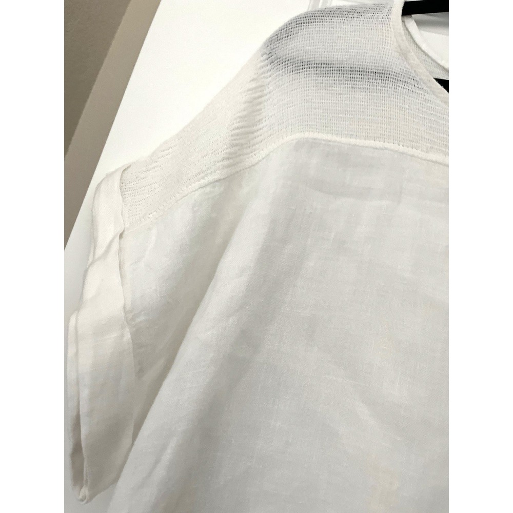 Lungolano Italy Womens 2X White Linen Tunic Top Made in Italy Lagenlook Coastal - Picture 4 of 5